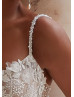 Beaded Scoop Neck Ivory Lace Tulle Sweet Wedding Dress